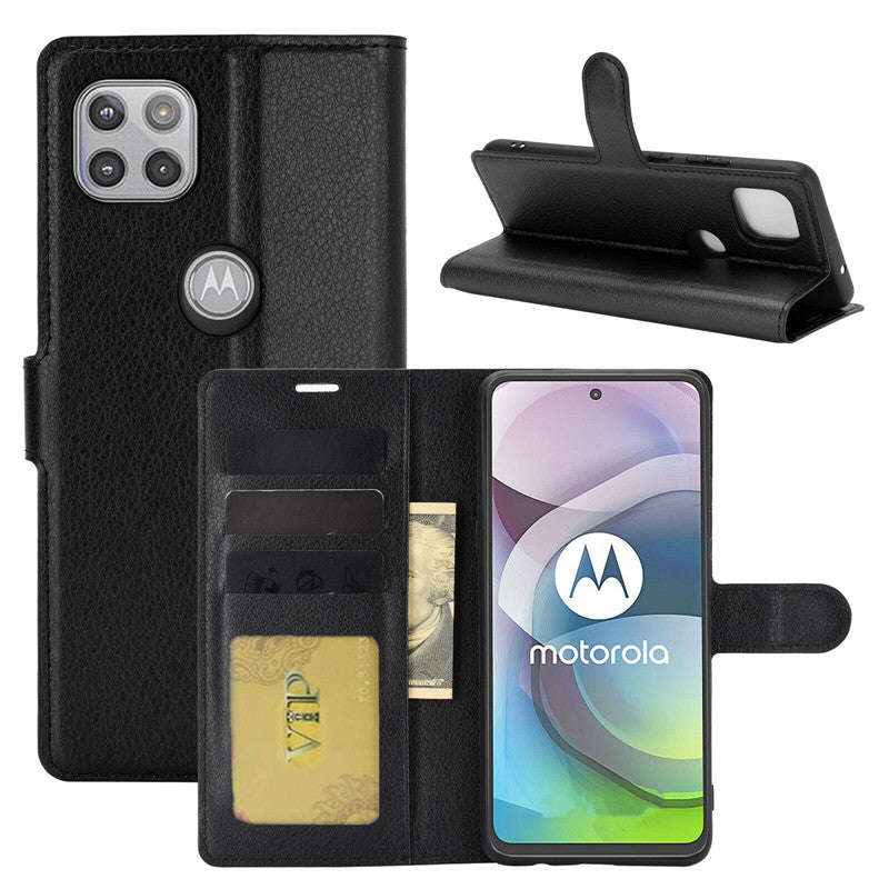 Leather Folio Wallet Case for Motorola Moto One 5G Ace Leather Folio Wallet Case for Motorola Moto One 5G Ace